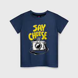 Футболка хлопковая детская Cheese photo camera, цвет: тёмно-синий