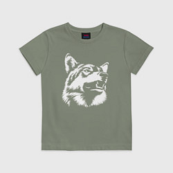Футболка хлопковая детская Голова волка Wolf head, цвет: авокадо