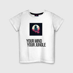 Футболка хлопковая детская Your mind your jungle, цвет: белый