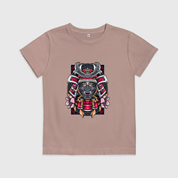 Футболка хлопковая детская Воинственная девушка самурай, цвет: пыльно-розовый