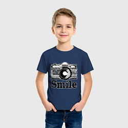 Футболка хлопковая детская Smile camera, цвет: тёмно-синий — фото 2