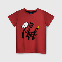 Футболка хлопковая детская Надпись - шеф повар, цвет: красный