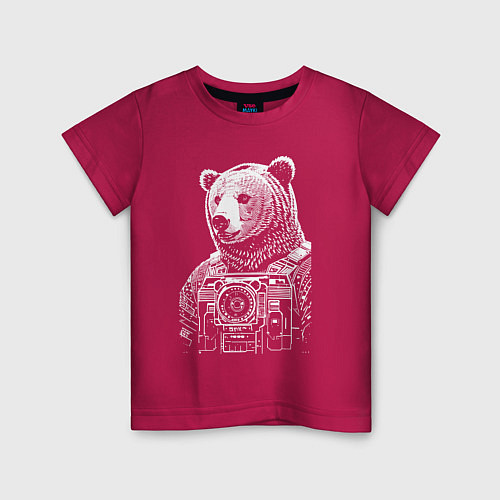 Детская футболка Cool bear - cyberpunk / Маджента – фото 1