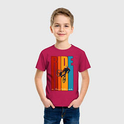 Футболка хлопковая детская MTB - ride, цвет: маджента — фото 2