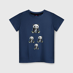 Футболка хлопковая детская Маленькие панды, цвет: тёмно-синий
