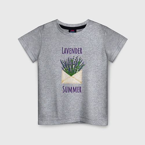 Детская футболка Lavender Summer - букет лаванды в конверте / Меланж – фото 1