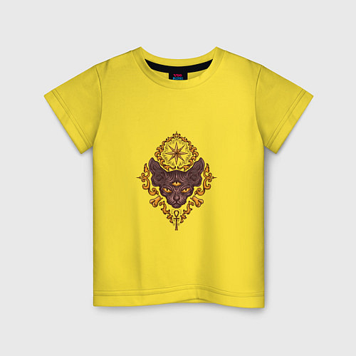 Детская футболка Кот сфинкс со звездой трёхглазый / Желтый – фото 1