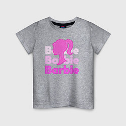 Футболка хлопковая детская Логотип Барби объемный, цвет: меланж