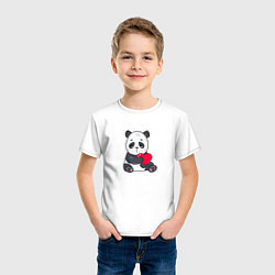 Футболка хлопковая детская Панда с сердцем, цвет: белый — фото 2