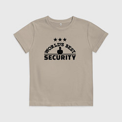 Футболка хлопковая детская Лучший охранник в мире, цвет: миндальный
