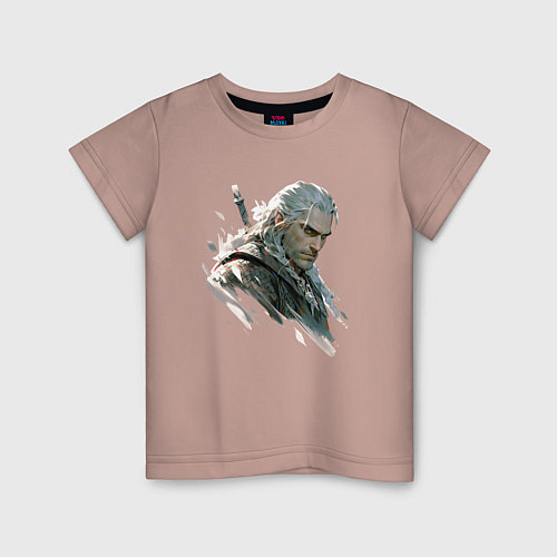 Детская футболка Портрет Ведьмака / Пыльно-розовый – фото 1