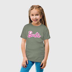 Футболка хлопковая детская Barbie title, цвет: авокадо — фото 2