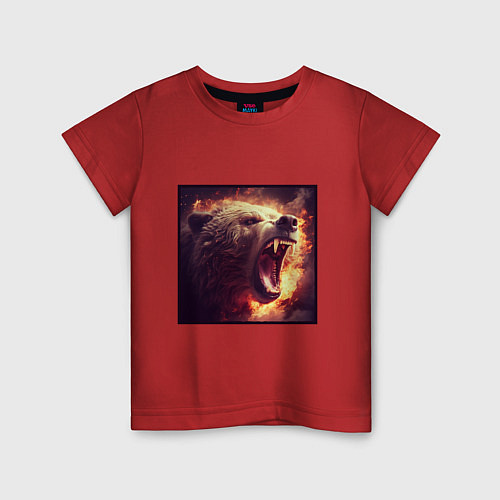 Детская футболка Огненный медведь / Красный – фото 1