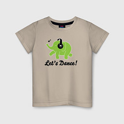 Футболка хлопковая детская Слоник танцуй, цвет: миндальный