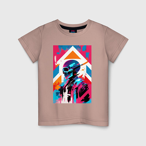 Детская футболка Cyber skull - pop art / Пыльно-розовый – фото 1