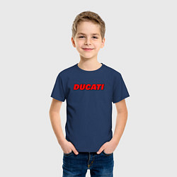 Футболка хлопковая детская Ducati - красный градиент, цвет: тёмно-синий — фото 2