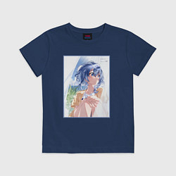 Футболка хлопковая детская Милая Кукуру Мисакино - Акватоп белого песка, цвет: тёмно-синий