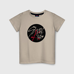 Футболка хлопковая детская Stray Kids logo, цвет: миндальный