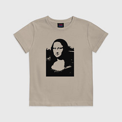 Футболка хлопковая детская Mona Lisa in black white, цвет: миндальный