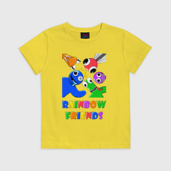 Футболка хлопковая детская Rainbow Friends персонажи, цвет: желтый
