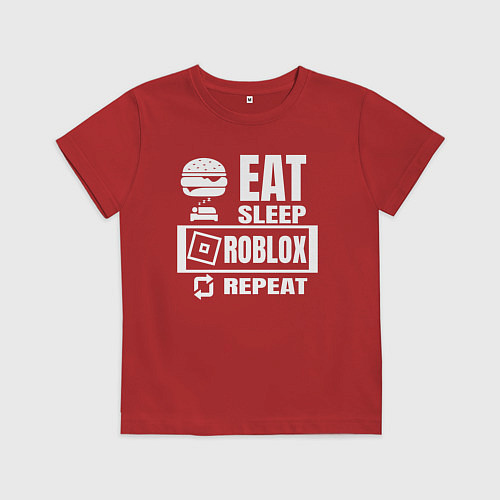 Детская футболка Роблокс на повторе / Красный – фото 1
