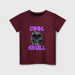 Футболка хлопковая детская Cool Skull, цвет: меланж-бордовый