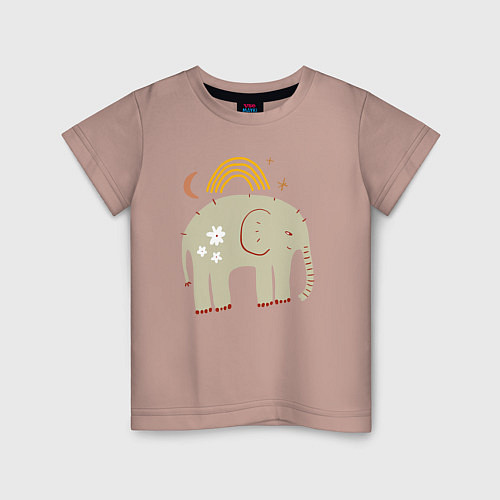 Детская футболка Elephants world / Пыльно-розовый – фото 1