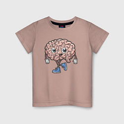 Футболка хлопковая детская Весёлый мозг, цвет: пыльно-розовый