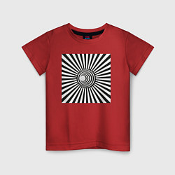 Футболка хлопковая детская Черно-белая иллюзия - Полосатый фон, цвет: красный