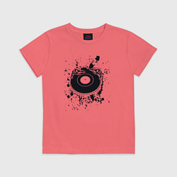 Футболка хлопковая детская Vinyl dj, цвет: коралловый