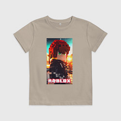 Футболка хлопковая детская Roblox man, цвет: миндальный