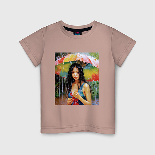 Детская футболка Тропический дождь / Пыльно-розовый – фото 1