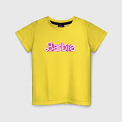 Футболка хлопковая детская Барби - Фильм Логотип, цвет: желтый