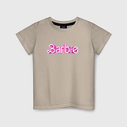 Футболка хлопковая детская Барби - Фильм Логотип, цвет: миндальный