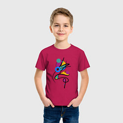 Футболка хлопковая детская Яркая разноцветная абстракция, цвет: маджента — фото 2
