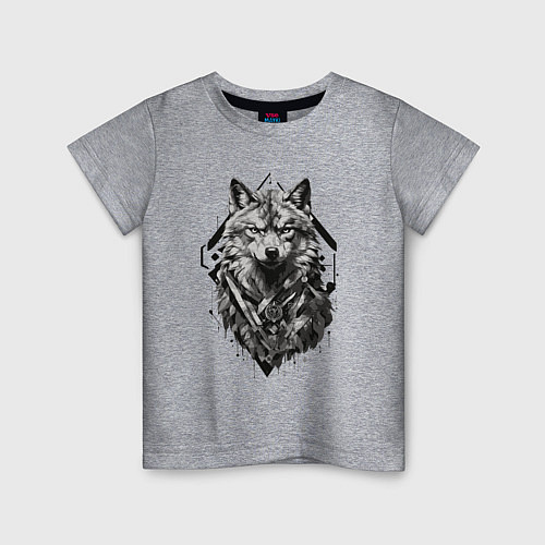 Детская футболка Принт с волком / Меланж – фото 1