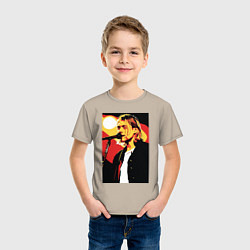 Футболка хлопковая детская Курт Кобейн с микрофоном, цвет: миндальный — фото 2