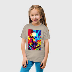 Футболка хлопковая детская Pop art skull, цвет: миндальный — фото 2