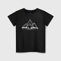 Футболка хлопковая детская Лес и горы, цвет: черный