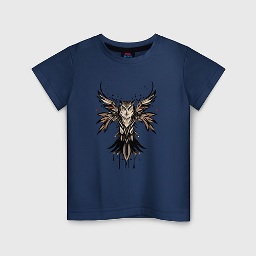 Детская футболка Дикий филин / Тёмно-синий – фото 1