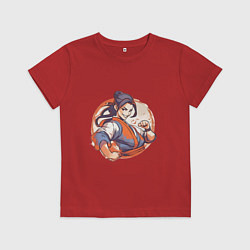 Футболка хлопковая детская Девушка айкидо, цвет: красный