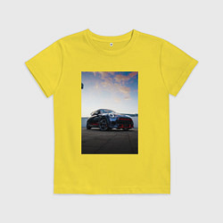 Футболка хлопковая детская Авто на фоне неба, цвет: желтый