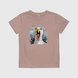 Футболка хлопковая детская Чайка орет - морской принт, цвет: пыльно-розовый