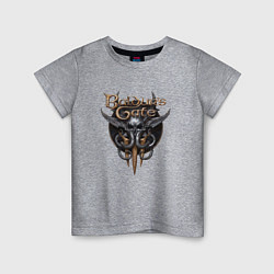 Футболка хлопковая детская Baldurs Gate 3 - logotype, цвет: меланж
