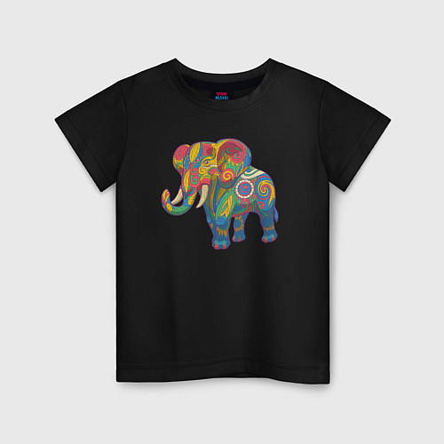 Детская футболка Разноцветный слоник / Черный – фото 1