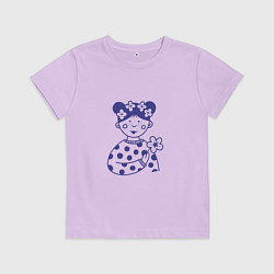 Футболка хлопковая детская Милая девочка с цветком, цвет: лаванда