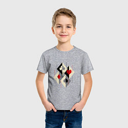 Футболка хлопковая детская Масти игральных карт: пики трефы бубны и червы, цвет: меланж — фото 2