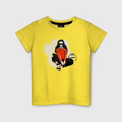 Футболка хлопковая детская Женщина в чёрных очках, цвет: желтый
