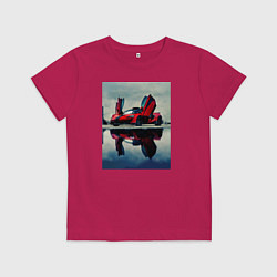 Футболка хлопковая детская Спорт кар с дверями верх, цвет: маджента