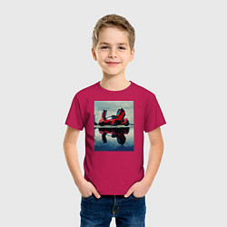 Футболка хлопковая детская Спорт кар с дверями верх, цвет: маджента — фото 2